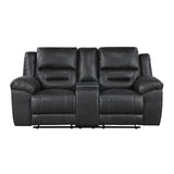 Hazen Black Double Reclining Loveseat with Center Console from Homelegance - Luna Furniture