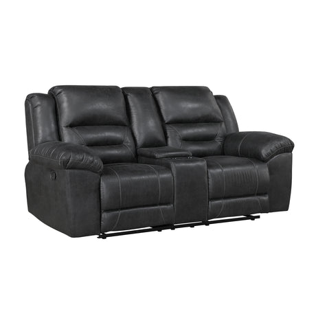 Hazen Black Double Reclining Loveseat with Center Console from Homelegance - Luna Furniture