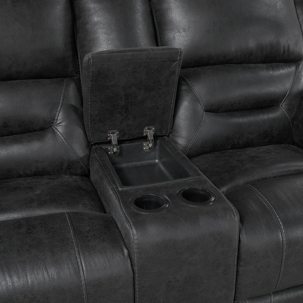Hazen Black Double Reclining Loveseat with Center Console from Homelegance - Luna Furniture