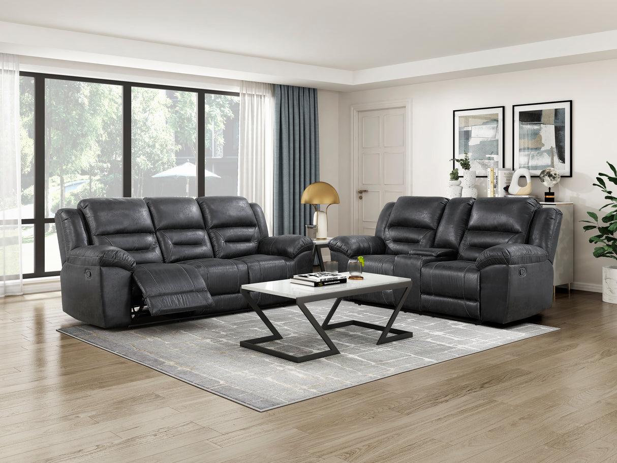 Hazen Black Double Reclining Sofa from Homelegance - Luna Furniture