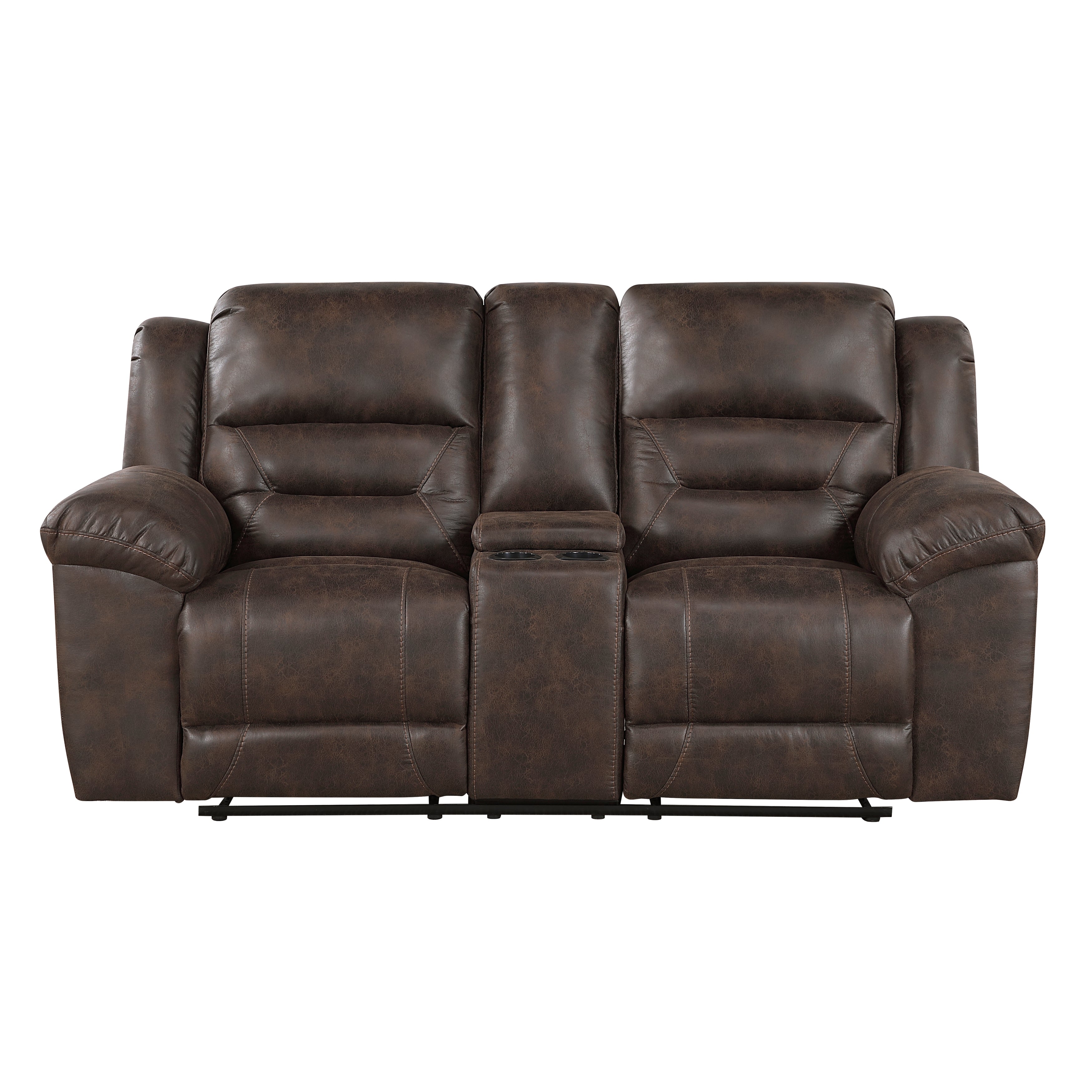 Hazen Dark Brown Double Reclining Loveseat with Center Console