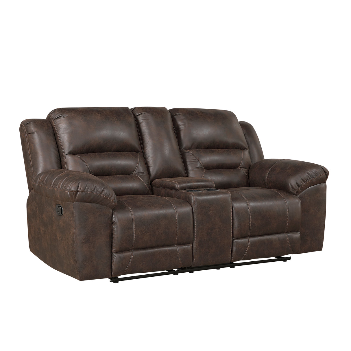 Hazen Dark Brown Double Reclining Loveseat with Center Console from Homelegance - Luna Furniture