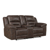Hazen Dark Brown Double Reclining Loveseat with Center Console from Homelegance - Luna Furniture