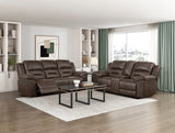 Hazen Dark Brown Double Reclining Loveseat with Center Console from Homelegance - Luna Furniture