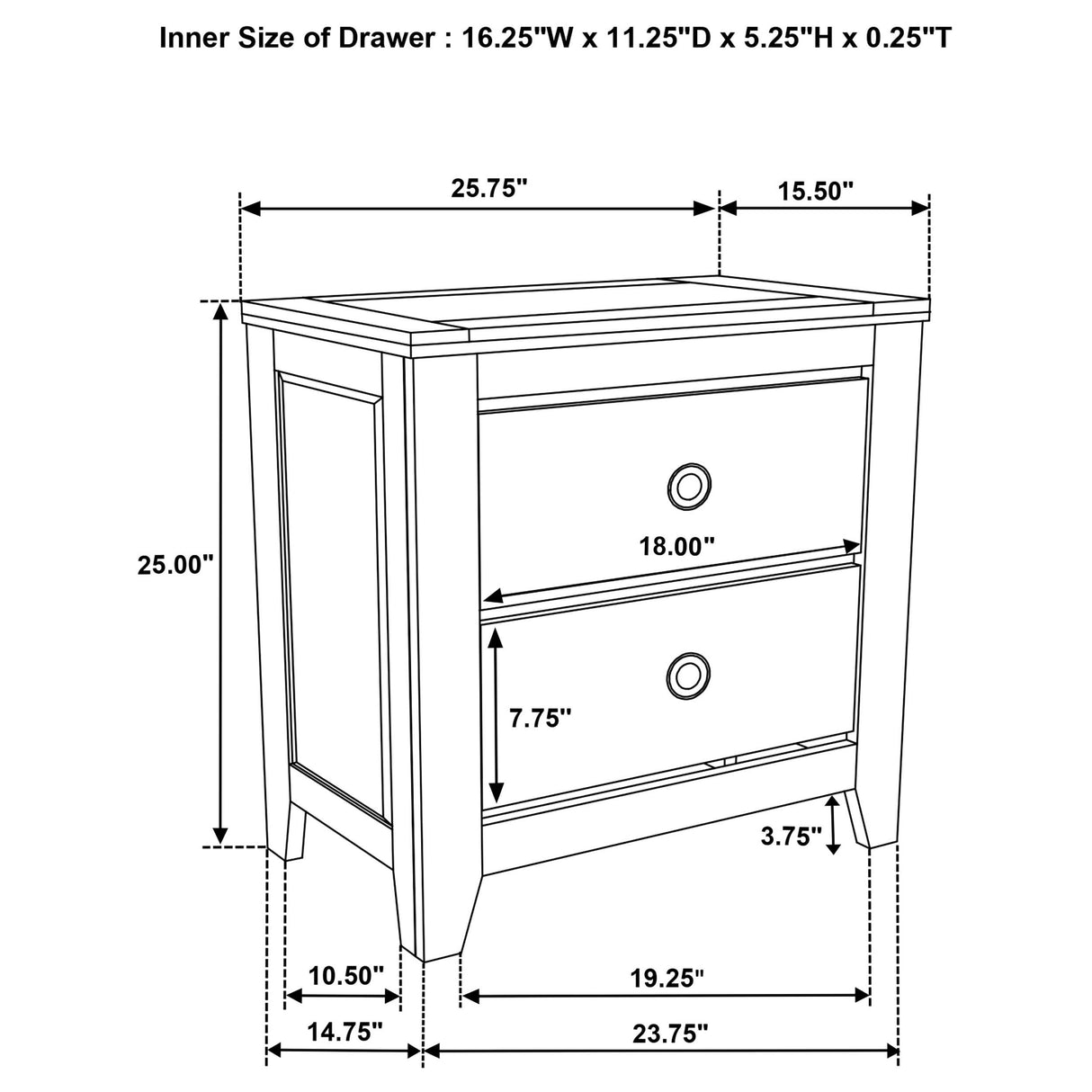 Hazlewood Vineyard Oak 2-Drawer Nightstand from Coaster - Luna Furniture
