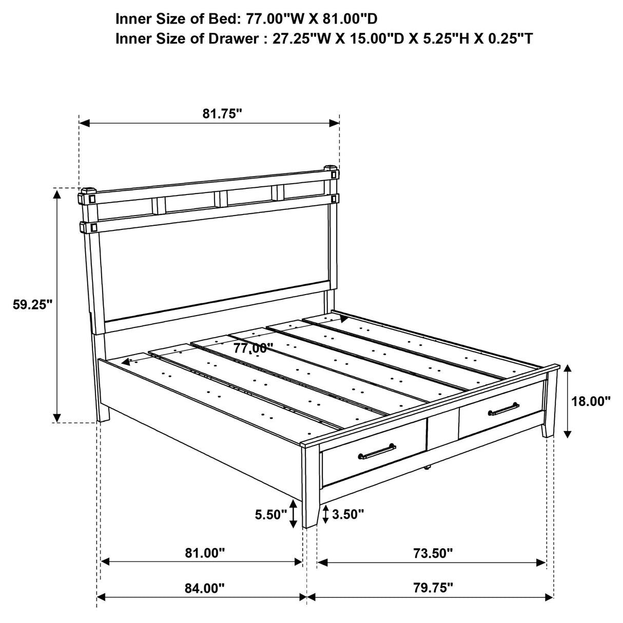 Hazlewood Vineyard Oak 59-inch Eastern King Storage Bed from Coaster - Luna Furniture