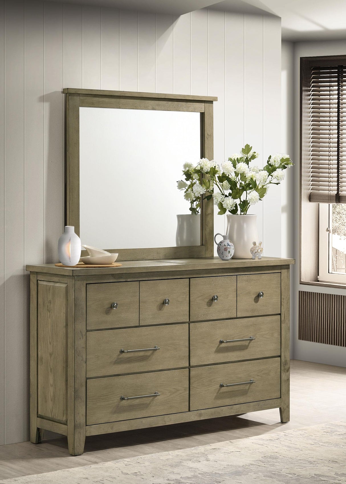 Hazlewood - 6-Drawer Bedroom Dresser with Mirror