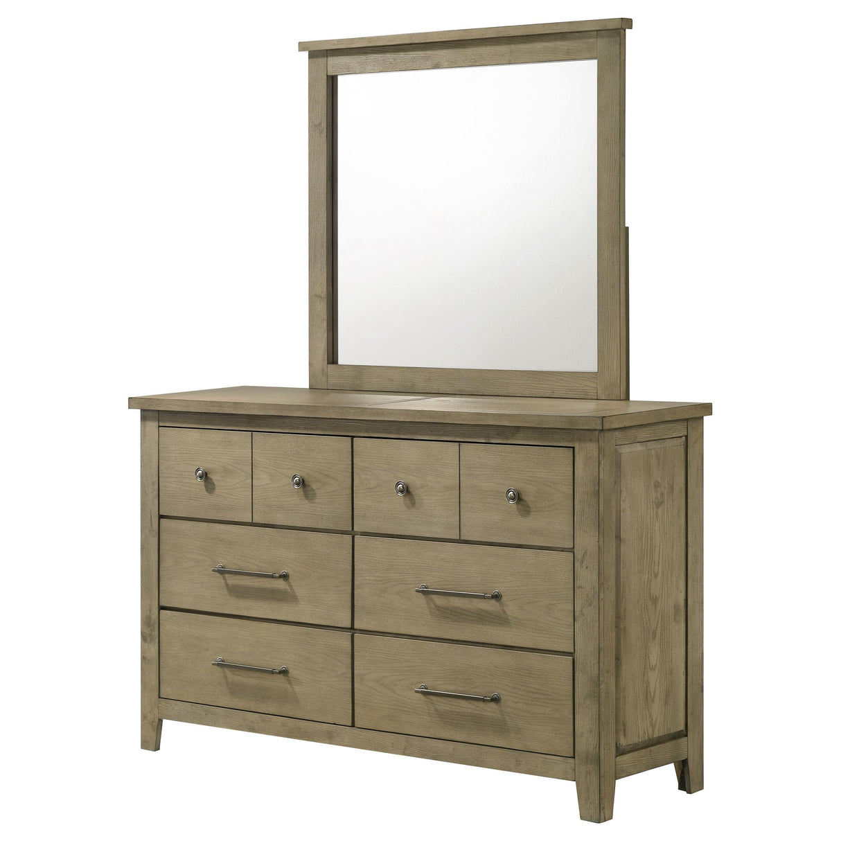 Hazlewood Vineyard Oak 6-Drawer Bedroom Dresser with Mirror from Coaster - Luna Furniture