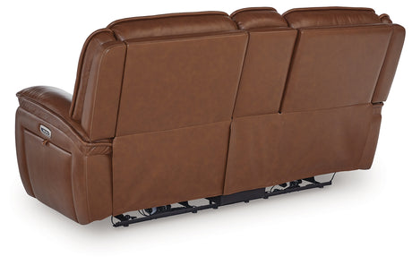 Healy Pier Chocolate Power Reclining Loveseat with Console from Ashley - Luna Furniture