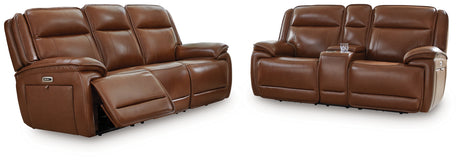 Healy Pier Chocolate Power Reclining Sofa and Loveseat from Ashley - Luna Furniture