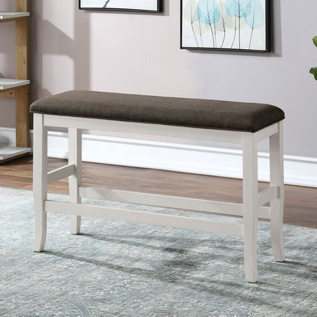 Heidelberg Off-White/Dark Gray Counter Ht. Bench from Furniture of America - Luna Furniture