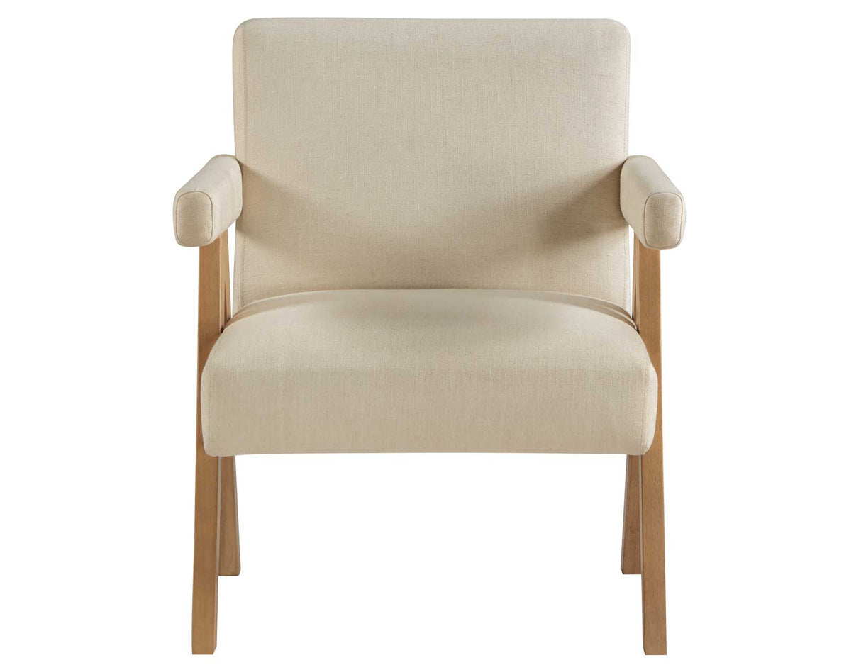Helen Cream Fabric with Light Chestnut Wood Finish Accent Chair from Steve Silver - Luna Furniture