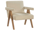Helen Cream Fabric with Light Chestnut Wood Finish Accent Chair from Steve Silver - Luna Furniture