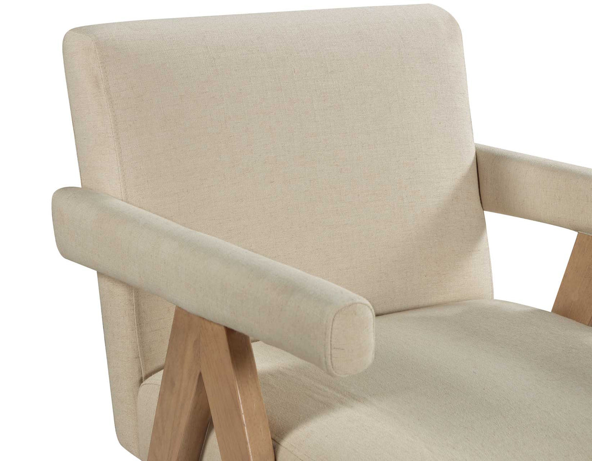 Helen Cream Fabric with Light Chestnut Wood Finish Accent Chair from Steve Silver - Luna Furniture