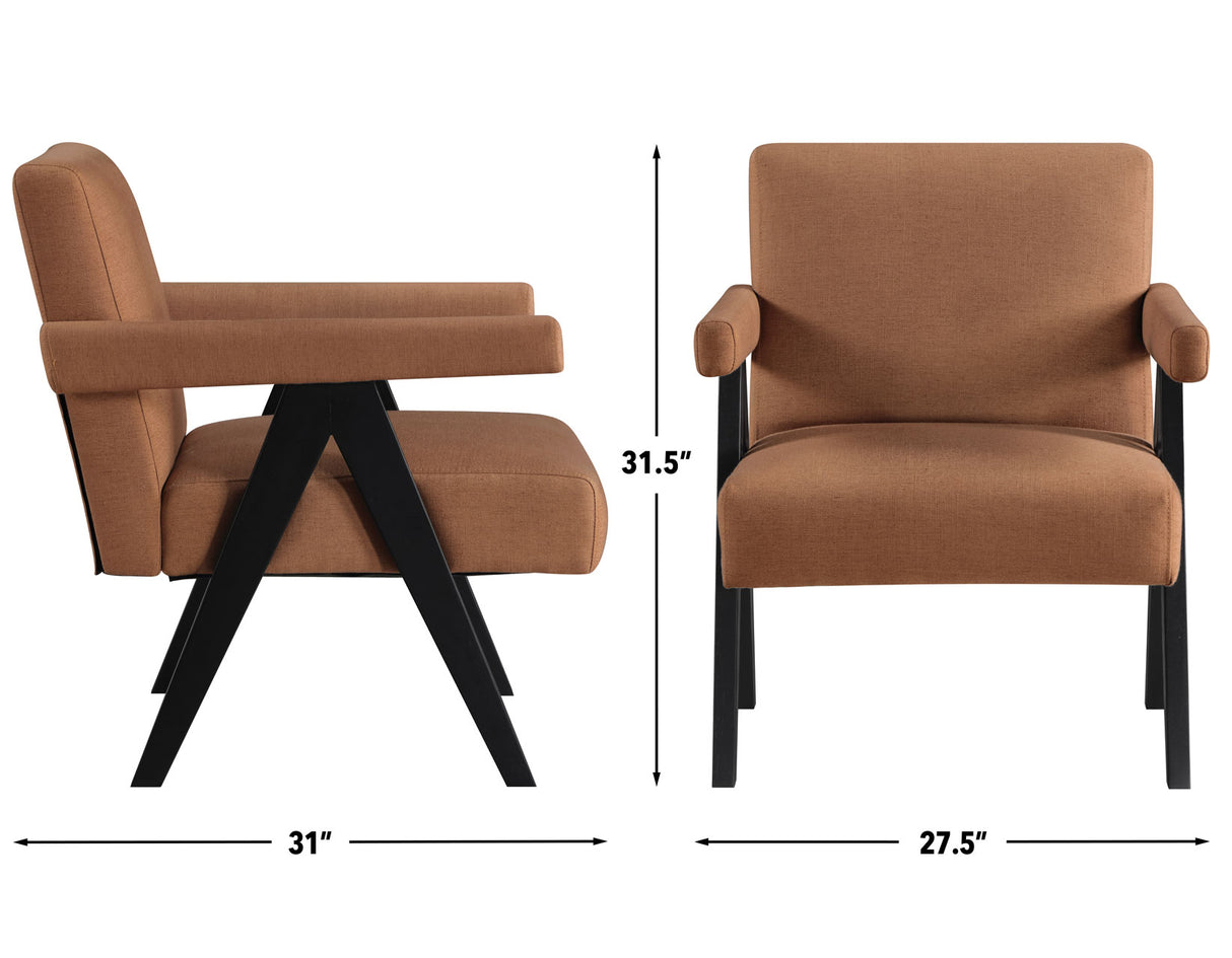 Helen Rust Fabric with Black Wood Finish Accent Chair from Steve Silver - Luna Furniture