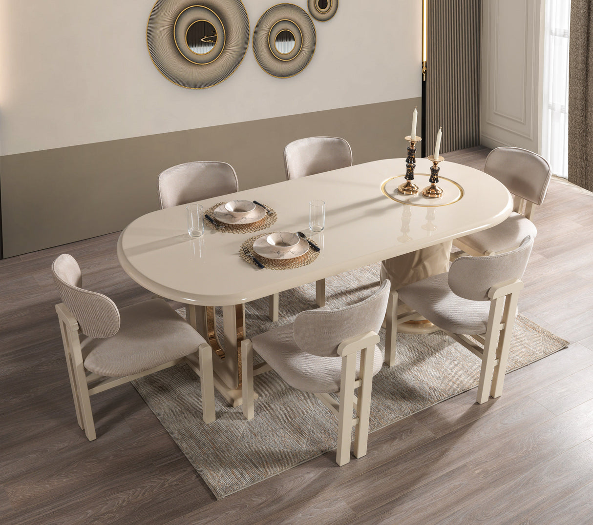 Helena Ivory 7-Piece Dining Set from Nova Furniture - Luna Furniture