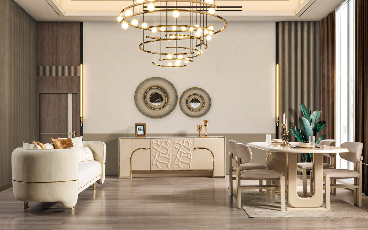 Helena Ivory 7-Piece Dining Set from Nova Furniture - Luna Furniture