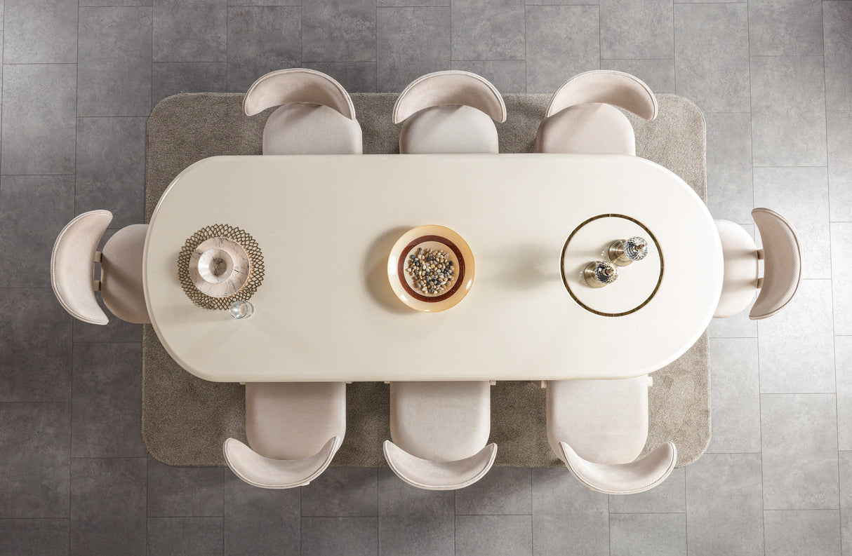 Helena Ivory 9-Piece Dining Set from Nova Furniture - Luna Furniture