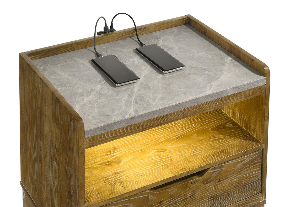 Henderson Medium Oak 1-Drawer LED Nightstand from Coaster - Luna Furniture