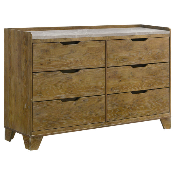 Henderson Medium Oak 6-Drawer Bedroom Dresser Cabinet
