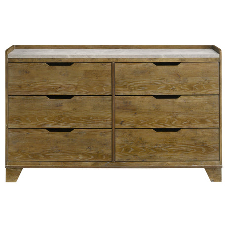 Henderson Medium Oak 6-Drawer Bedroom Dresser Cabinet from Coaster - Luna Furniture