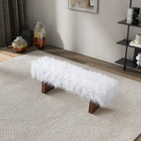 Henley White Khaki Fur Bench from Midinmod - Luna Furniture