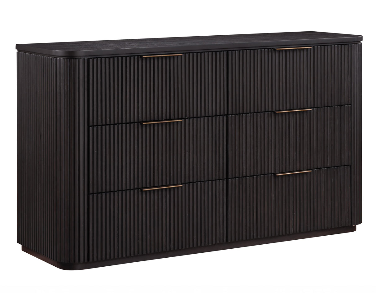 Steve Silver Henry 65″ 6-Drawer Reeded Dresser, Espresso Finish – Luna Furniture