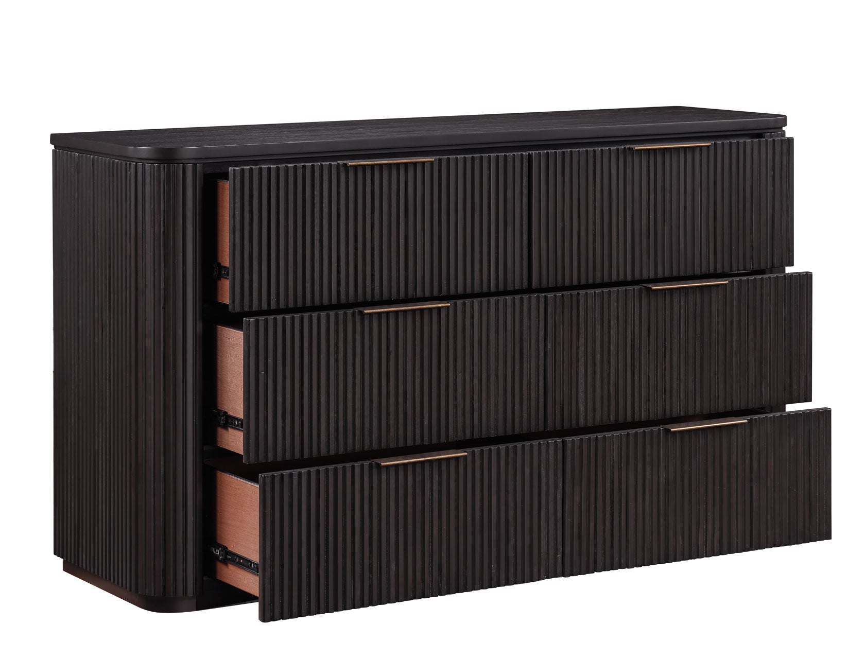 Henry 65″ 6-Drawer Reeded Dresser, Espresso Finish – Luna Furniture