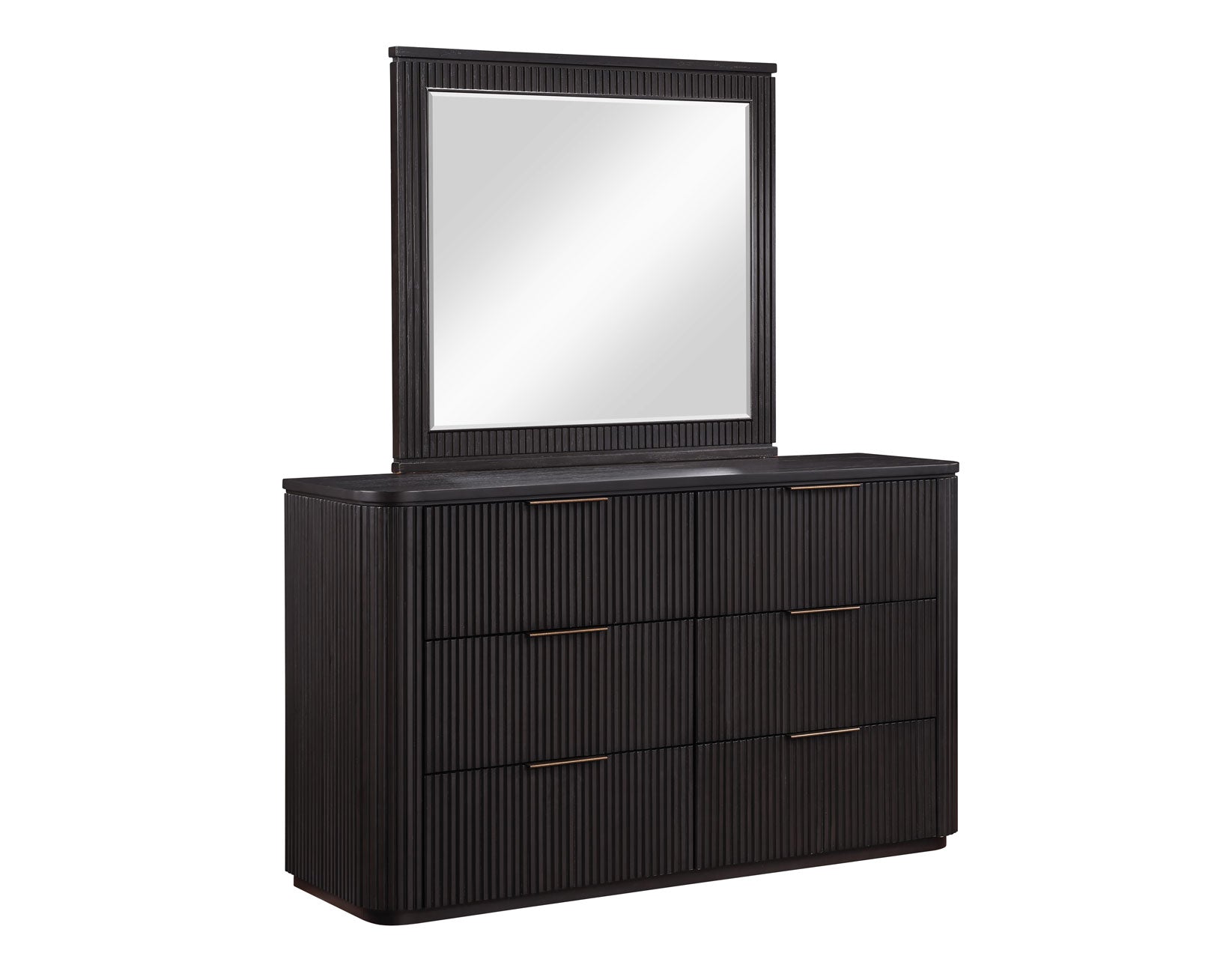 Steve Silver Henry 65″ 6-Drawer Reeded Dresser and Mirror