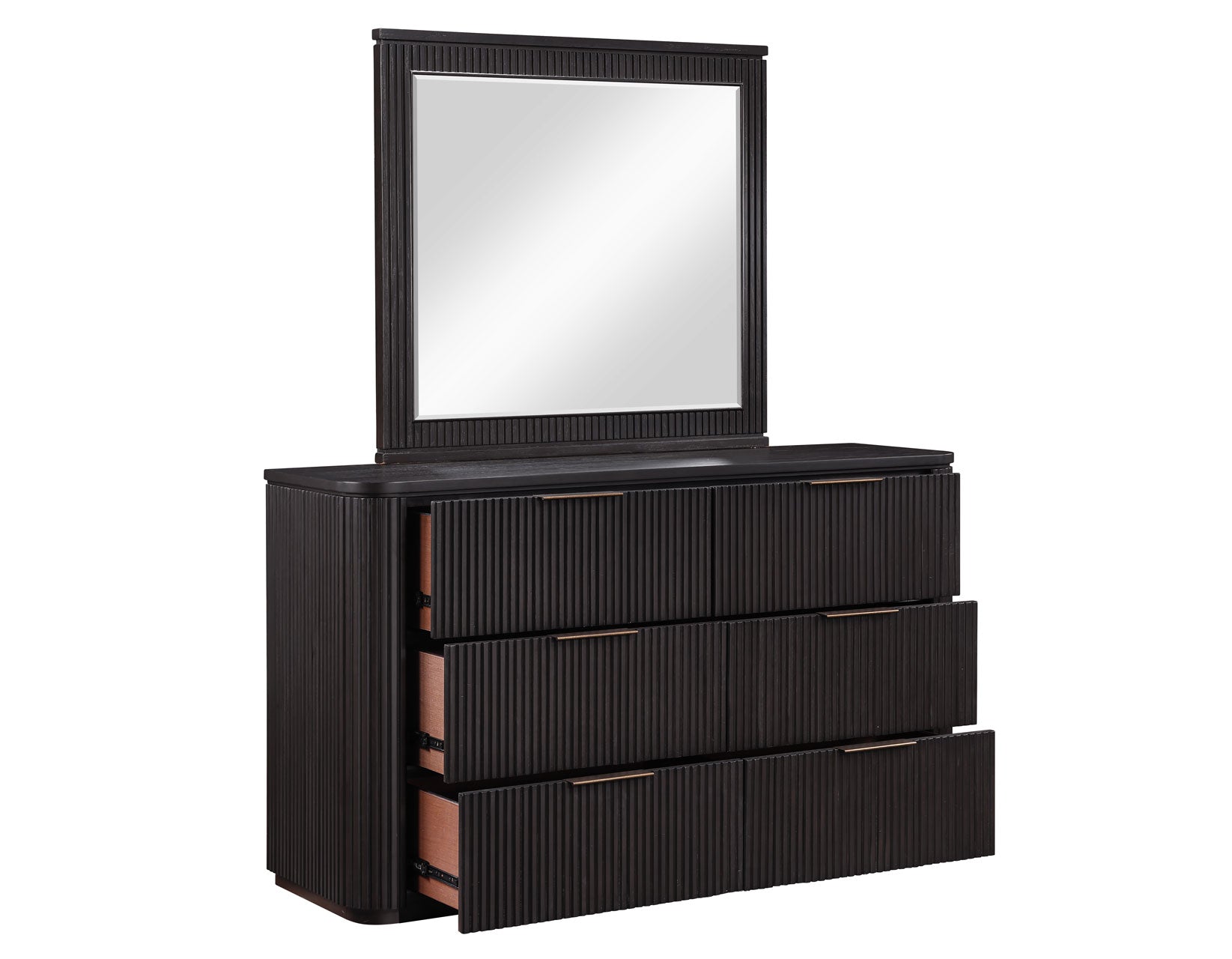 Steve Silver Henry 65″ 6-Drawer Reeded Dresser and Mirror