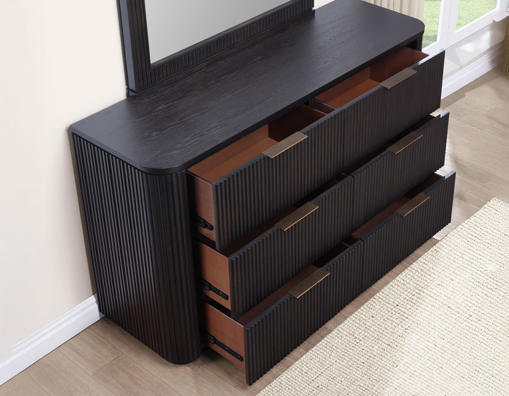 Henry Reeded King 4-Piece Bedroom Set, Espresso Finish – Luna