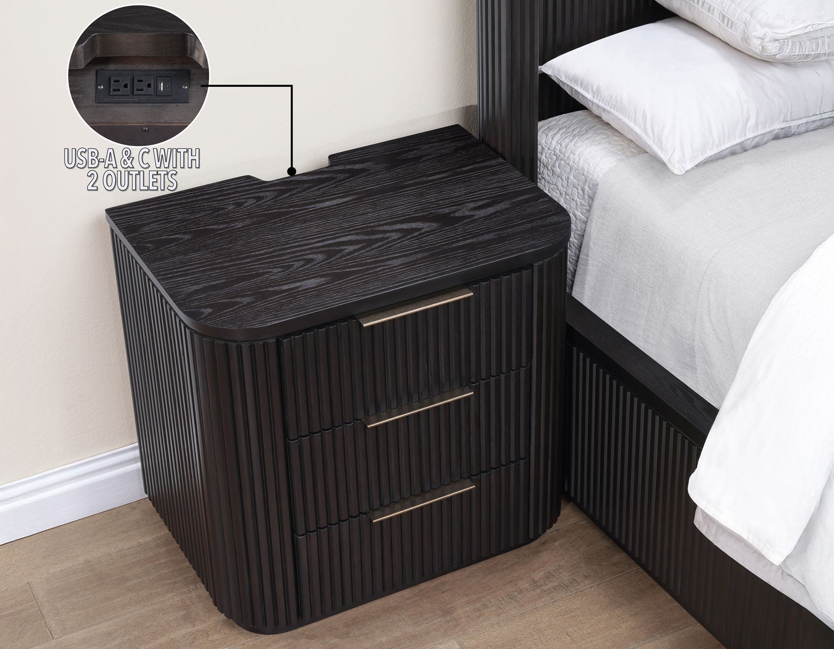 Steve Silver Henry Reeded Queen 4-Piece Bedroom Set, Espresso