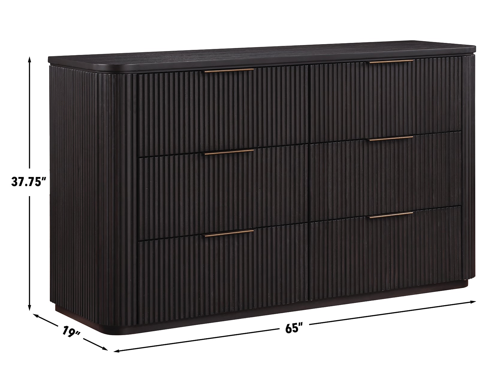 Henry 65″ 6-Drawer Reeded Dresser, Espresso Finish – Luna Furniture