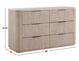 Henry 65″ 6-Drawer Reeded Dresser, Tan Finish from Steve Silver - Luna Furniture