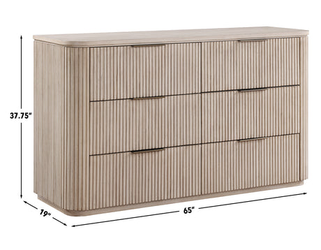 Henry 65″ 6-Drawer Reeded Dresser, Tan Finish from Steve Silver - Luna Furniture