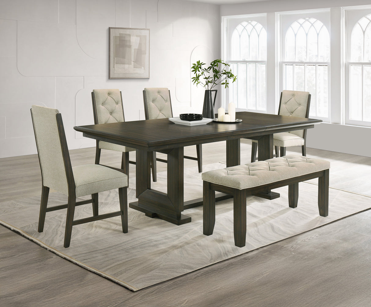 Herbert Espresso/Beige Dining Bench from Crown Mark - Luna Furniture
