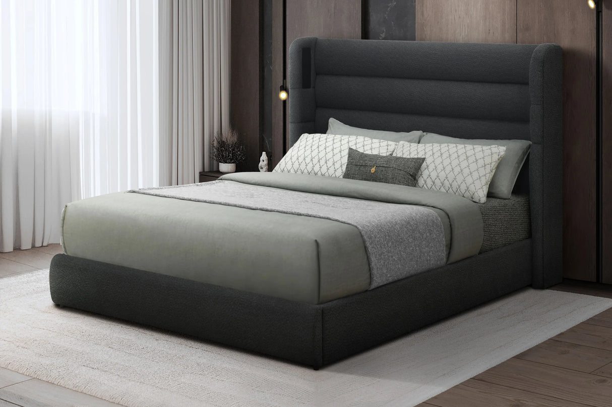 Hero Black Queen Upholstered Platform Bed with Bluetooth Speaker from Happy Homes - Luna Furniture