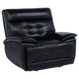 Hewitt Black Leather Upholstered Dual Power Recliner Chair from Coaster - Luna Furniture
