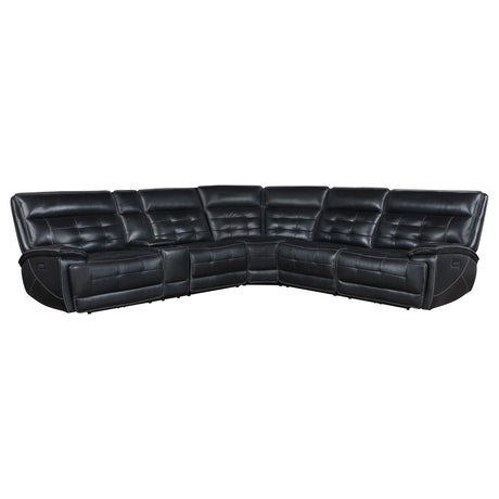 Hewitt Black Leather Upholstered Power Reclining Sectional from Coaster - Luna Furniture