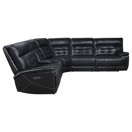 Hewitt Black Leather Upholstered Power Reclining Sectional from Coaster - Luna Furniture