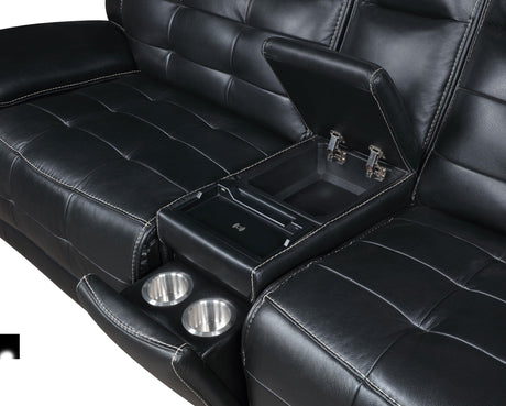Hewitt Black Leather Upholstered Power Reclining Sectional from Coaster - Luna Furniture