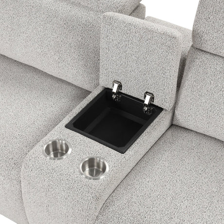 Hieronimus Light Gray Power Sectional from Furniture of America - Luna Furniture