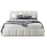 Hilar White Boucle Platform Bed King Size from Ashcroft Furniture - Luna Furniture