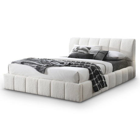 Hilar White Boucle Platform Bed King Size from Ashcroft Furniture - Luna Furniture