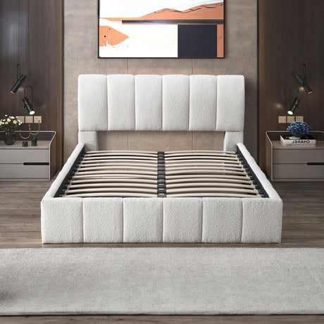 Hilar White Boucle Platform Bed Queen Size from Ashcroft Furniture - Luna Furniture
