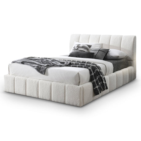 Hilar White Boucle Platform Bed Queen Size from Ashcroft Furniture - Luna Furniture