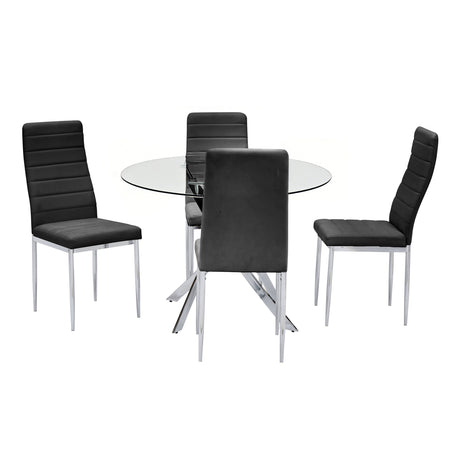 Hilla Black/Silver Glass Top 5-Piece Dining Set from Happy Homes - Luna Furniture