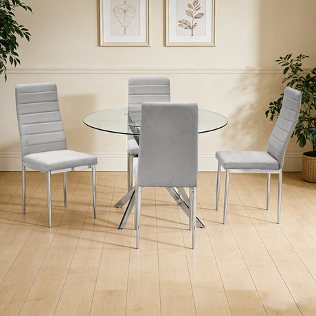 Hilla Gray/Silver Glass Top 5-Piece Dining Set from Happy Homes - Luna Furniture