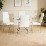 Hilla White/Silver Glass Top 5-Piece Dining Set from Happy Homes - Luna Furniture