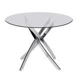 Hilla White/Silver Glass Top 5-Piece Dining Set from Happy Homes - Luna Furniture
